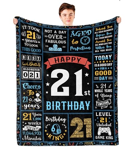 21st Birthday Gifts for Him, Best/Cool 21st Birthday Gifts for Guys/Son, 21 Birthday Gift Ideas, 21 Bday Gifts for 21 Year Old Male, 21 Year Old Bday Presents for Him Throw Blanket 60x50in