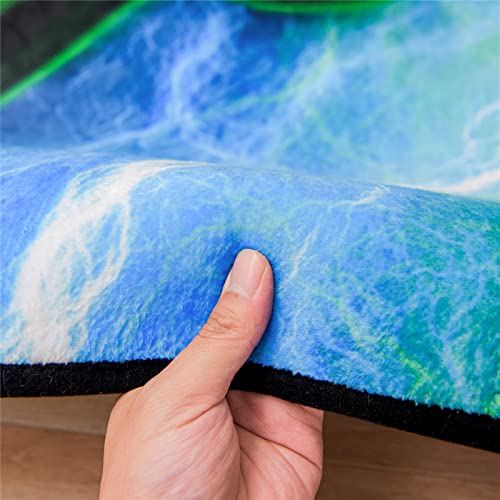 Meeting Story Gamer Gaming Area Rug Tie Dye Lightnings Gamepad Rug Games Console Action Buttons Print Carpet Indoor Floor Sofa Rugs for Kids Bedroom Living Room Game Room Decor(Blue-Green,5 * 8 Feet)
