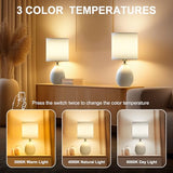 18.5" Table Lamps Set of 2 for Living Room Bedroom, Bedside Lamps for Night Stands, Desk Nightstand Lamp Dimmable, Modern Linen Cream Ceramic Lamps