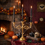 3 Arm Candelabra Taper Candle Holders Decorations Indoor Kitchen Décor Table Candles Candlestick Candelabra Centerpiece (Gold)