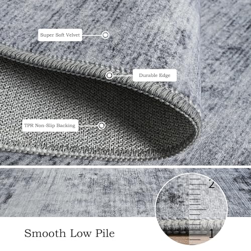 Toneed Abstract Area Rug Modern Washable Rug Soft Non Slip Rug Low Pile for Bedroom Living Room Dining Room Grey 4x6 Feet