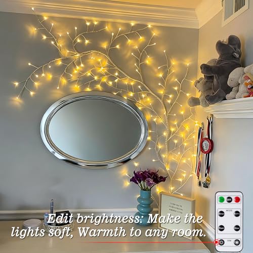 Willow Vine Lights with Remote for Wall: 7.5ft LED Enchanted Vines Lights DIY White Birch Tree Light for Room and Home Decor - Flexible Lighted Branches Light for Halloween & Christmas Decorations
