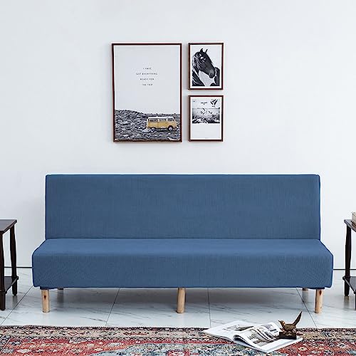 Armless Futon Cover, Armless Sofa Cover, Washable Futon Slip Cover with Elastic Bottom for Kids Pets-Light Grey