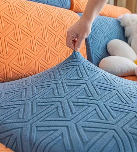 Stretch Sofa Slipcover Sofa Cover Furniture Protector Couch Soft with Elastic Bottom for Kids, Polyester Spandex Jacquard Fabric (BeigeYellow,Width: 75-95cm Length: 135-165cm)