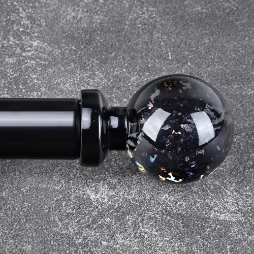 Black Curtain Rods for Windows 28 to 48 Inch, 1'' Heavy Duty Adjustable Drapery Rod with Unique Crystal Ball Finials, Modern Decorative Curtain Rod,Size; 30-60''