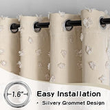 MYSKY HOME Beige Boho Curtains for Living Room 84 Inches Long Blackout Bohemian Curtains 2 Panels Beige Pom Pom Sheer Thermal Insulated Rustic Grommet Privacy Room Darkening Window Drapes 52" x 84"