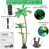 SOSHOT 6FT Lighted Artificial Palm Tree with Three Trunks and Upgraded 260 LED Lights - Outdoor/Indoor Use, Perfect for Tiki Bars, Patios, Homes, Offices, Beaches, Yards Pool and Cruise Party