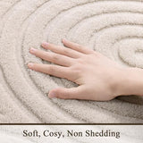 SHACOS Soft Cozy Fluffy Arch High Low Pile Runner Rugs 3x10 ft Non Slip Washable Scandinavian Minimalist Area Rug Runner Modern Carpet for Living Room Hallway Bedroom Bathroom Kitchen, Beige