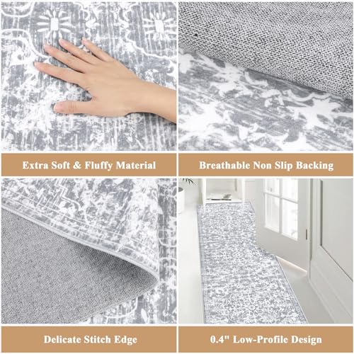 Pauwer 5x7 Area Rugs for Living Room, Non Slip Washable Rug,Grey White