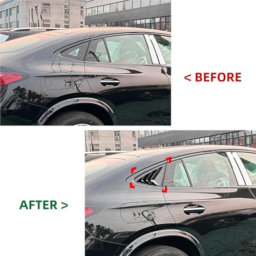 2PCS Rear Exterior Window Louver Shutter Side Cover Trim Compatible with Benz GLC Coupe C254 AMG 2024(Glossy Black)