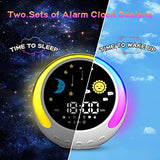 Kids Wake-Up Light with Dual Alarms, Sleep Training Sound, Sun & Moon Display, Wake-Up Reminder Clock Suitable for Boys and Gir