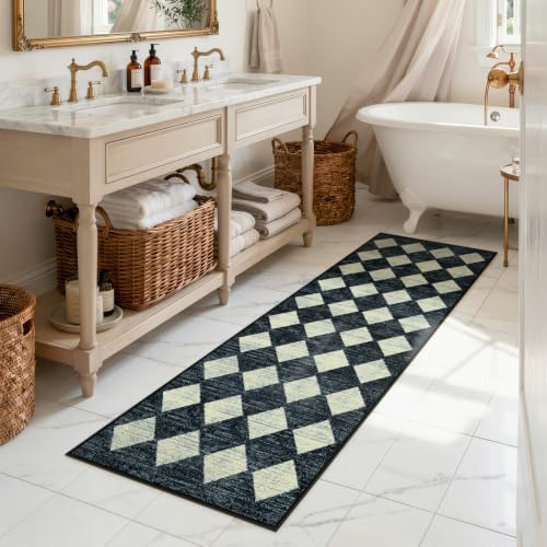 Lahome Checkered Kitchen Rugs Non Slip Washable 2x6 Hallway Bathroom Runner