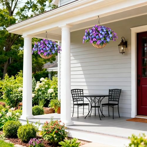 Hommyea Artificial Fake Flowers for Outdoor, 6 Bundles UV Resistant Faux Plants Decoration Silk Flowers No Fade Plastic Flowers for Outside Planters Home Porch Patio Yard Garden Decor