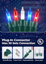 Minetom Red White Blue LED Christmas String Lights, 100 Count 20 Feet 4th July Decoration, Independence Day Decoration, Patriotic Mini Lights Waterproof for Indoor Outdoor Xmas Holiday Party Patio