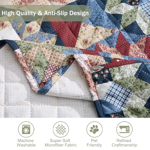 Patchwork Recliner Chair Covers, Quilted Medium Lazy Boy Chair Covers, Recliner Cover Pet Friendly for Sofa Couches, Washable Armchair Covers (Recliner 26", Patchwork Red)