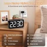 NOKLEAD Digital Alarm Clock: Wood Grain, 5.9-inch LED Display, Easy to Use for Seniors and Men, Adjustable Brightness, Aesthetic Room Decor Desk Clocks for Bedroom | Dorm | Living Room | Office