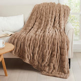 Springtree Home | Luxury Plush Throw Blanket | Brown Throw Blanket | Perfect Blanket for Couch Year Round | Fluffy Micro Fleece | Lily Collection - Dune