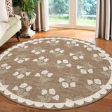 Tan 6ft Round Area Rug for Living Room Soft Washable Carpet