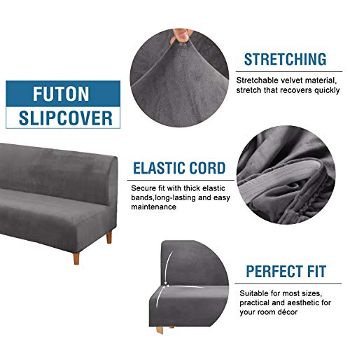 H.VERSAILTEX 1 Piece Sofa Cushion Covers Bundle Armless Futon Cover, Grey
