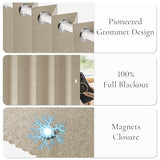 100% Blackout Magnetic Folding Door Curtain for Doorway Pleated Curtains Room Divider Drapes, Accordion Style Closet Curtains for Open Closet, 1 Panel, W45 x L80, Tan