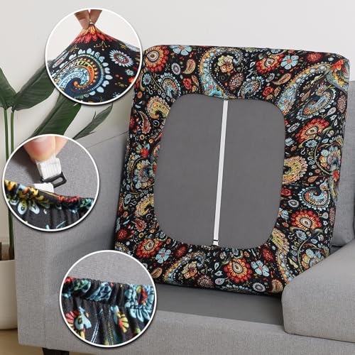 YISUN Sofa Couch Cushion Covers, Stretch Printed Couch Seat Slipcover, Soft Couch Cover for Dogs, Washable Non-Slip Furniture Protector for Sectional Armchair Loveseat (Flower, 3 piece)