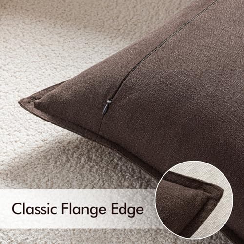 EMEMA Decorative Linen Throw Pillow Covers 20x20 Inch Dark Brown