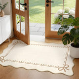 Garvee Scalloped Bow Rug Washable 2x3 Area Rug for Entryway Non-Slip Beige