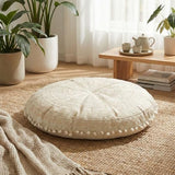 Mandala Life ART Bohemian Floor Cushion Cover –24 inches - Room Décor Decorative Round Pillow Case for Meditation, Yoga, and