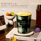 Home Lights 3-Wick Candles for Home Scented - 34oz Soy Wax Candle Long-Lasting Fragrance, Scandinavian Minimalist Design Home Decor and Housewarming Gifts, Sage & Moss