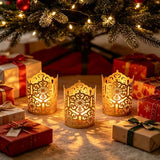 Hosley Set of 3 Gold Diamond Cut Candle Holders 4 Inches High Elevate Your Space with Elegant Metal Candle Holders in a Value Pack