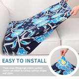 hyha Printed Couch Cushion Covers, Floral Sofa Covers Washable for 2 Cushion Couch, Stretch Pattern Outdoor Cushion Covers for Patio Furniture with Elastic Bottom(Medium, Bluebell)