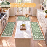 HEBE Boho Kitchen Rugs Set of 3, Non Slip Washable Kitchen Mats for Floor