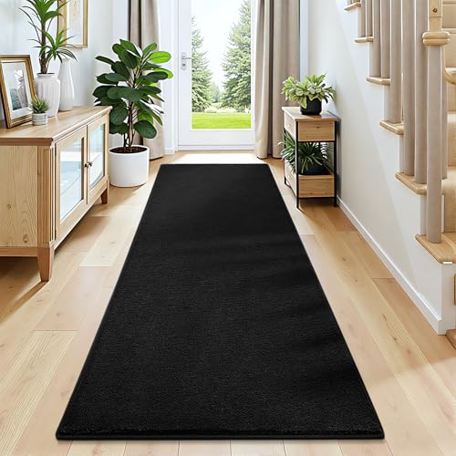 Vasofe Black Hallway Runner Rug, 2x6 Non Slip Runners, Washable Bedroom Rug