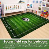 Kids Soccer Field Rug 2.6X4ft for Boys Bedroom,Green Football Field Carpet Non-Slip Playmat Fun Sports Area Rugs for Boys Children's Bedroom Playroom Living Room Nursery