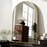 HARRITPURE Arched Wall Mirror – 24"x36" Arch Bathroom Mirror, Gold Metal Frame Vanity Mirrors for Bedroom, Entryway, Living Room Home Decor