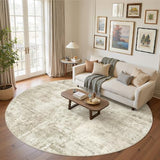 Soalmost Round Rugs 8ft Living Room Circle Area Rug 8x8 Beige/Gray Vintage