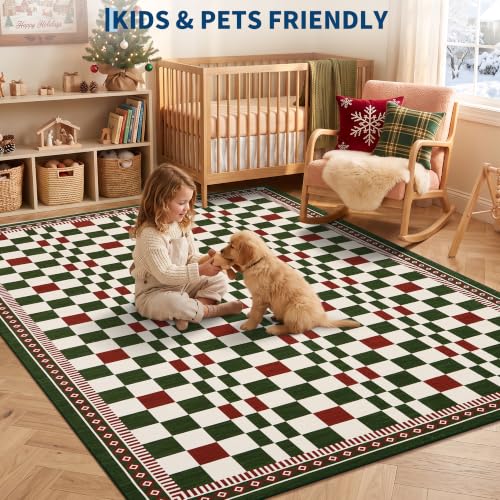 GarveeHome Christmas Runner Rug 2x10 for Laundry Festive Bordered Rug