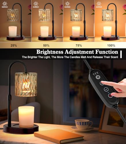 Candle Warmer Lamp Electric Timer: Dimmable Candles Warming Lamps - Height Adjustable Burner Jar - No Flame Scented Melts Wax - All Candle Jars Home Decor Table Light