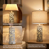 Bedside Table Lamps Set of 2 with USB & Night Light, 22'' Farmhouse Bedroom Lamps for Nightstand, Vintage Table Lamps for Bedroom Living Room Home Offce (Bulb Included)