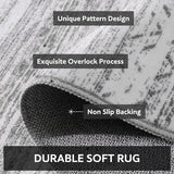 5x7 Area Rugs for Living Room Machine Washable Rug Distressed Indoor Carpet Neutral Moroccan Boho Rug Ultra Soft Area Rug for Bedroom Dining Room Playroom Office, Grey