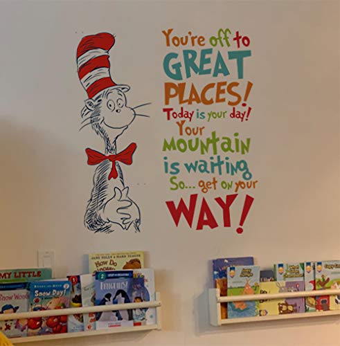 Decalplanet Dr Seuss Inspirational Quotes Wall Stickers Kids Wall Decal Saying Classroom Reading Room Baby Nursery Wall Decor
