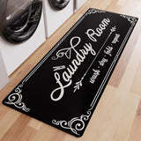 Non-Slip Laundry Room Rug Runner 17.3"x47.2" Washable Floor Cushioned Rubber Carpet Black Bathroom Hallway Mudroom Kitchen Mat for Farmhouse Entryway Washroom Decor Accessories