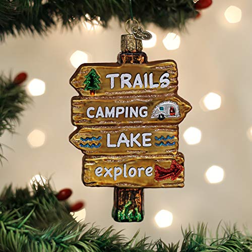 Old World Christmas Gone Camping Glass Blown Ornament for Christmas Tree, Handcrafted Holiday Decoration, Camping Collection