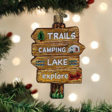 Old World Christmas Gone Camping Glass Blown Ornament for Christmas Tree, Handcrafted Holiday Decoration, Camping Collection