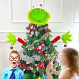 Christmas Elf Body Tree Decorations, Christmas Green Monster Stole Xmas Tree Topper, Pose-able Elf Stuffed Leg Arm and Head for Christmas Tree Decor Hanging Ornament (Arms, 27.6x7.8 inch)