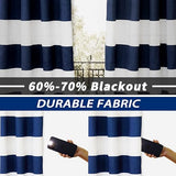 DriftAway Navy Striped Room Darkening Curtains Patriotic Horizontal Stripe Classic Grommet Drapes for Bedroom Living Room Thermal Insulated Panels for Boys Kids Holidays July 4th Labor Day