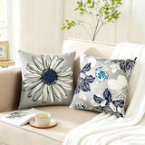 Decorative Throw Pillow Covers Set of 4 Blue Pillow Covers 18x18 inch Throw Pillow Cases Linen Square Pillow Case,Farmhouse Outdoor Modern Boho Pillow Covers for Couch Sofa Living Room