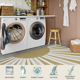 Lahome Khaki Rainbow Sun Washable Area Rug 9x12 for Living Room