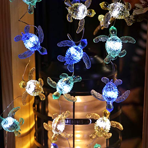 Sea Turtle String Lights 10FT 30 LED, Turtle Fairy Lights USB or Battery Operated with Remote, Ocean Beach Nautical Decor Lights for Bedroom, Kids Room, Coastal Party Decoration