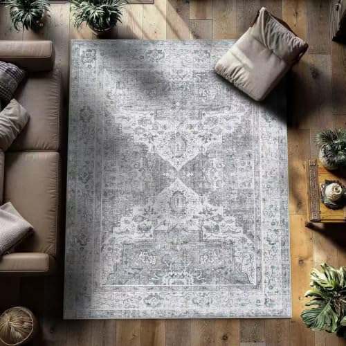 5x8 Area Rugs, Washable Non-Slip Low Pile Rugs for Living Room